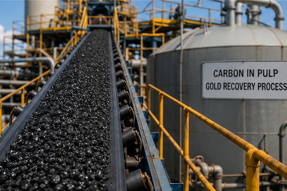 Granular activated carbon being evaluated for gold recovery in a mineral processing laboratory