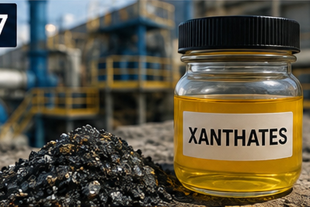 Mining laboratory team evaluating flotation collector performance for mineral processing